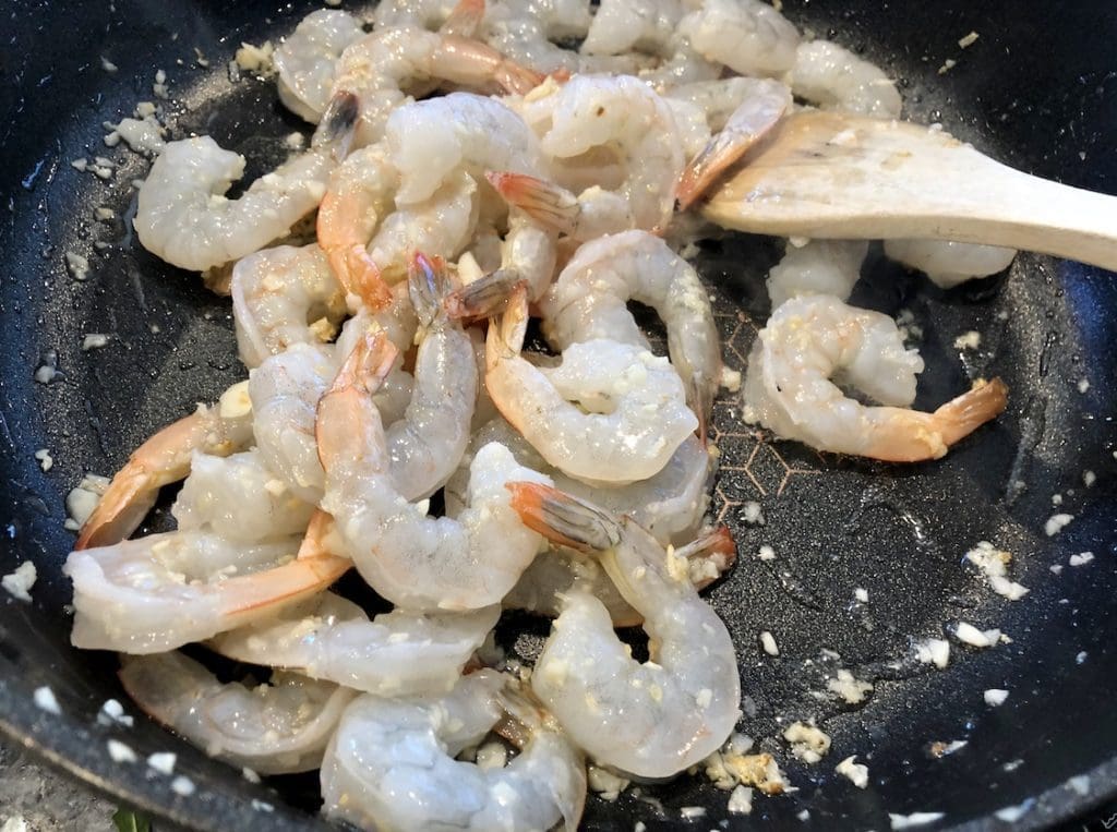 cooking the shrimps
