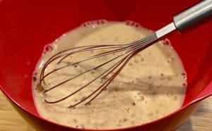 whisking wet ingredients