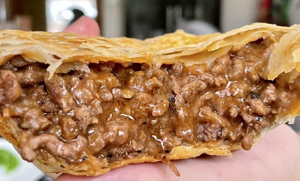 zoomed in photo of Aussie beef pie