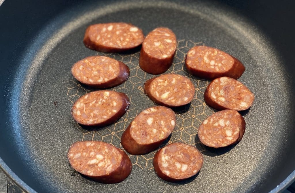 cooking the chorizo