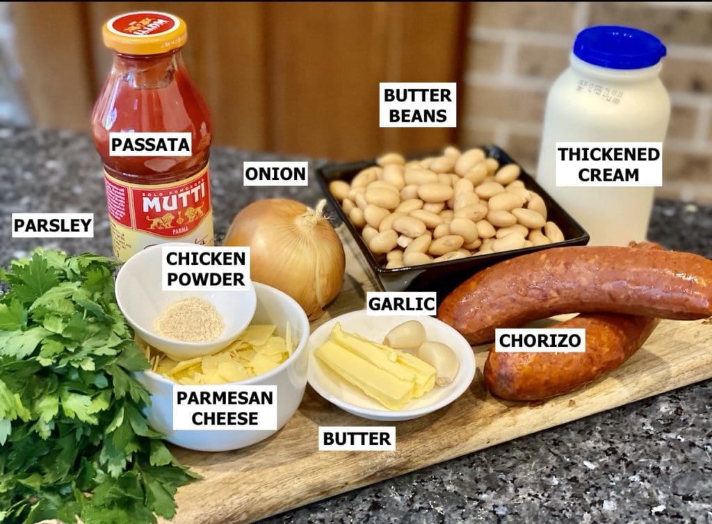 chorizo and beans ingredients