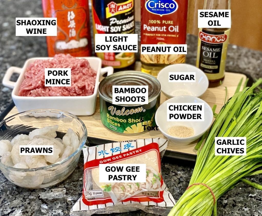 ingredients for Pork and Prawns Potstickers 