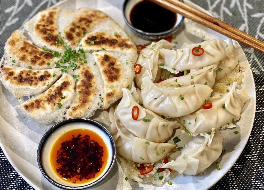 pork and prawns potstickers