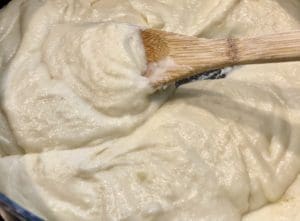 making the cheese topping