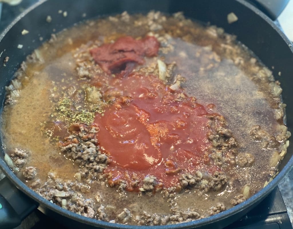 cooking the meat filling