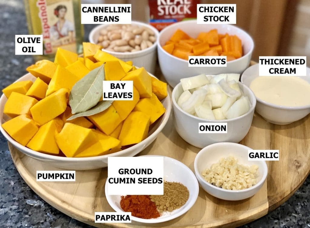 Ingredients for Pumpkin and Bean Soup