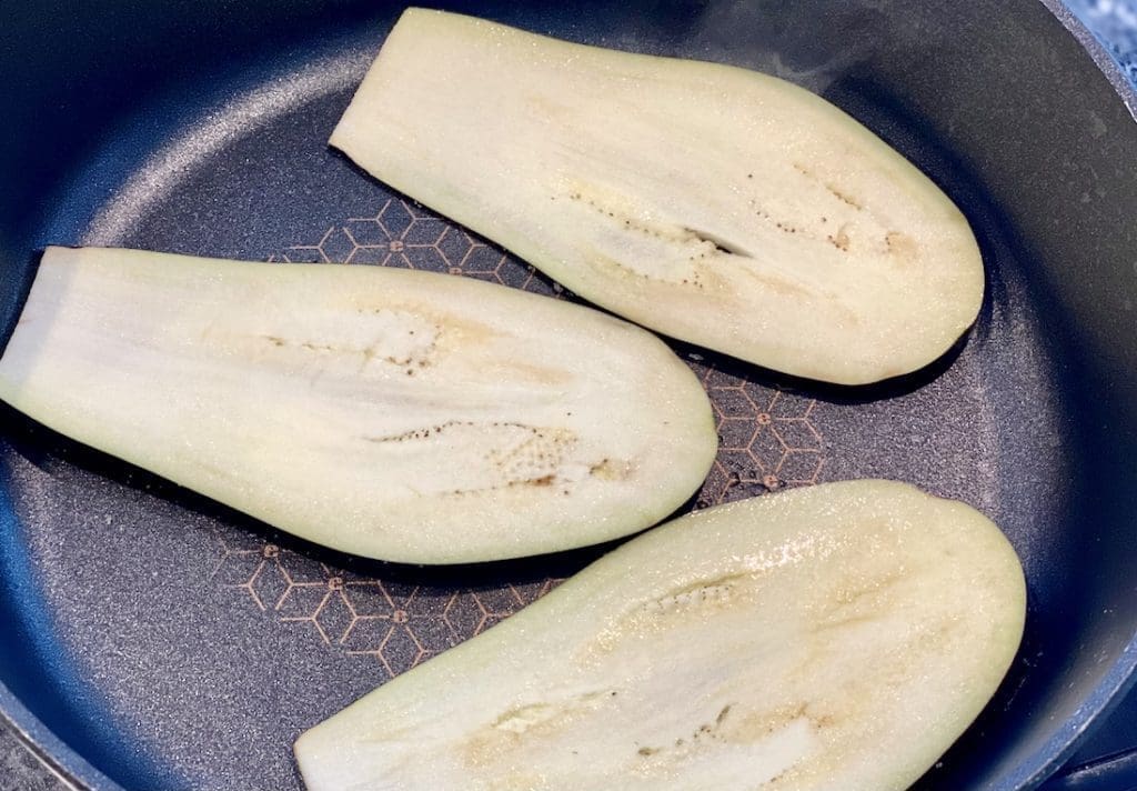 preparing the eggplants