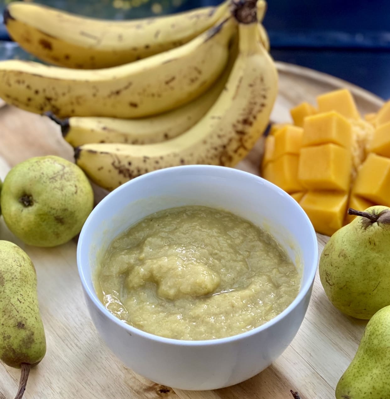 Mango Purée For Baby with pear and banana