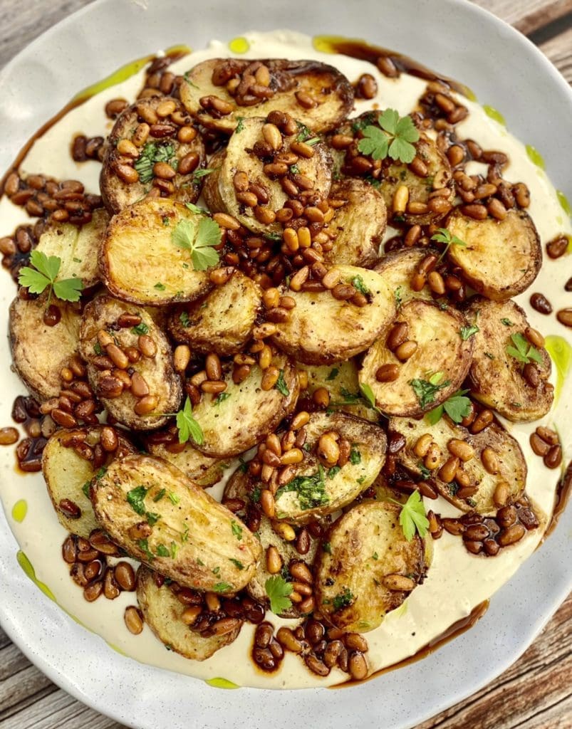 Roasted Potatoes with Aioli and Buttered Pine Nuts
