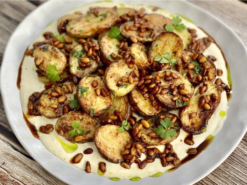 Roasted Potatoes with Aioli and Buttered Pine Nuts