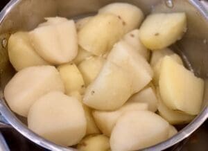 preparing potatoes