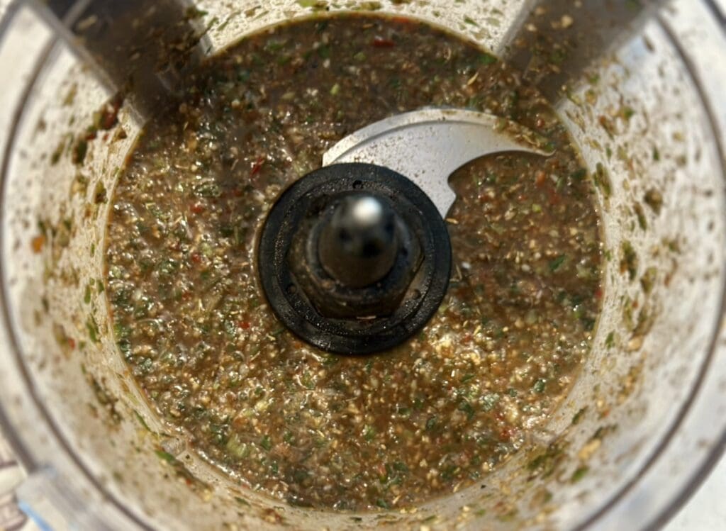 blending the jerk marinade