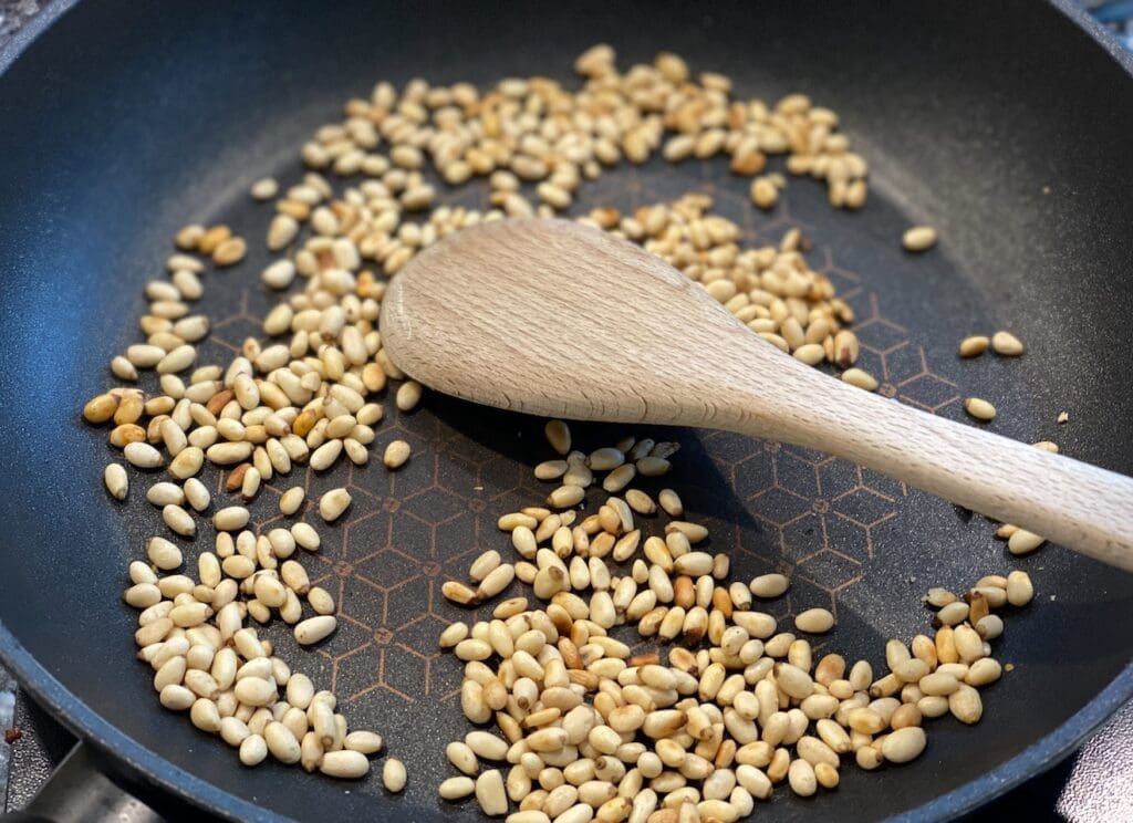 toasting pine nuts