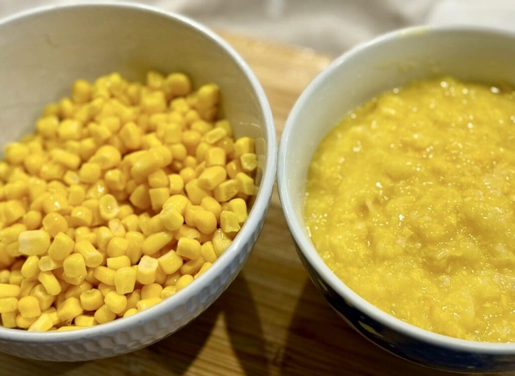 creamed corn and corn kernels 