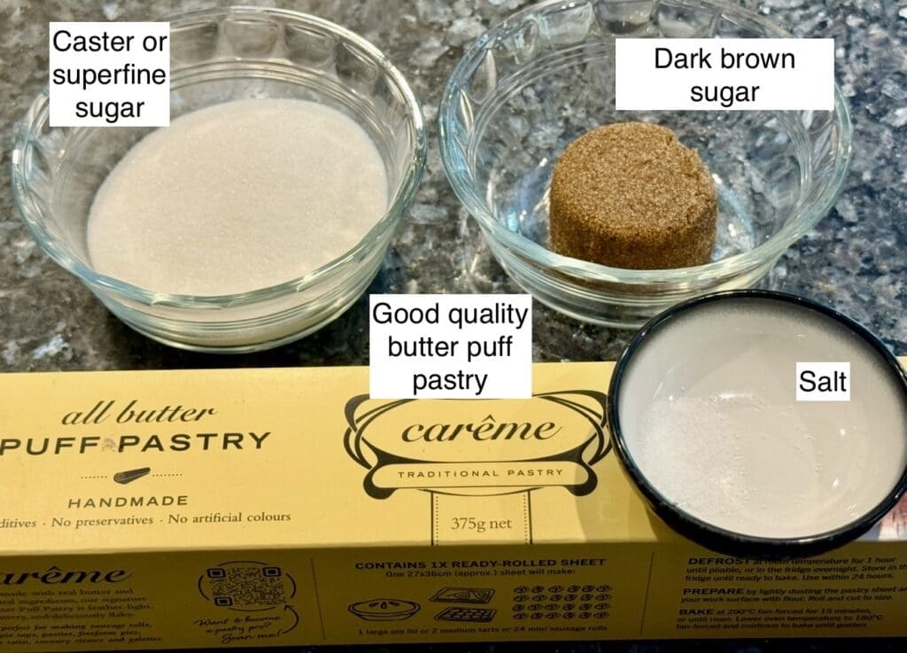 4 ingredients to make brown sugar palmiers